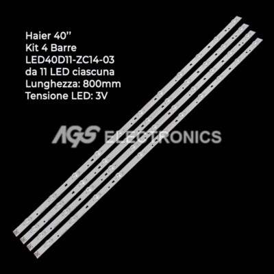 KIT 4 BARRES DE BANDES 11 TV LED HAIER LED40D11-ZC14-03