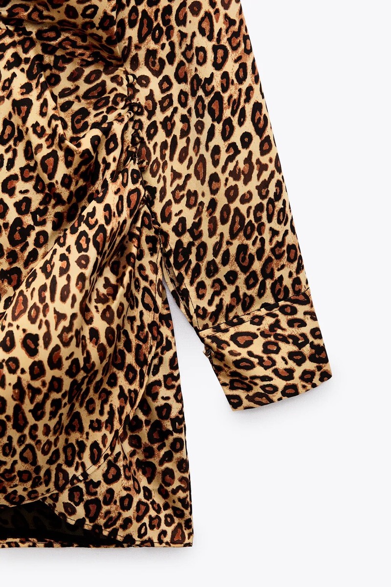 leopard print satin dress zara Zara green and black leopard print satin midi slip dress size XS