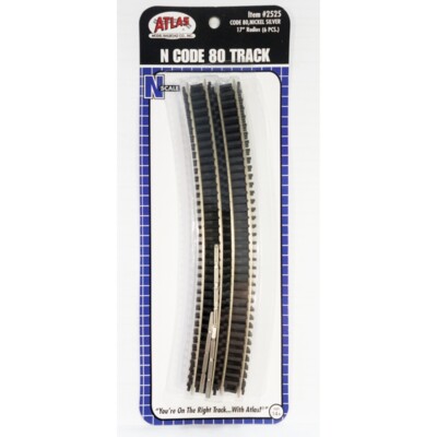 Atlas 2525 N Code 80 Nickel Silver 17'' Radius Curved Track
