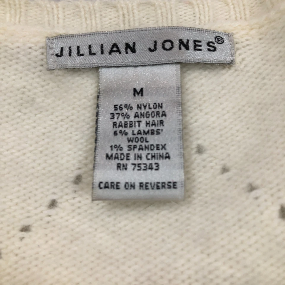 Suéter Jillian Jones Angora Mezcla Lana Mujer Talla M Marfil Detalle Ojales Manga Larga Foto 3 de 4