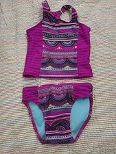 Cat Jack Girls 3T, Pink Purple Pattern wave one piece swim suit.