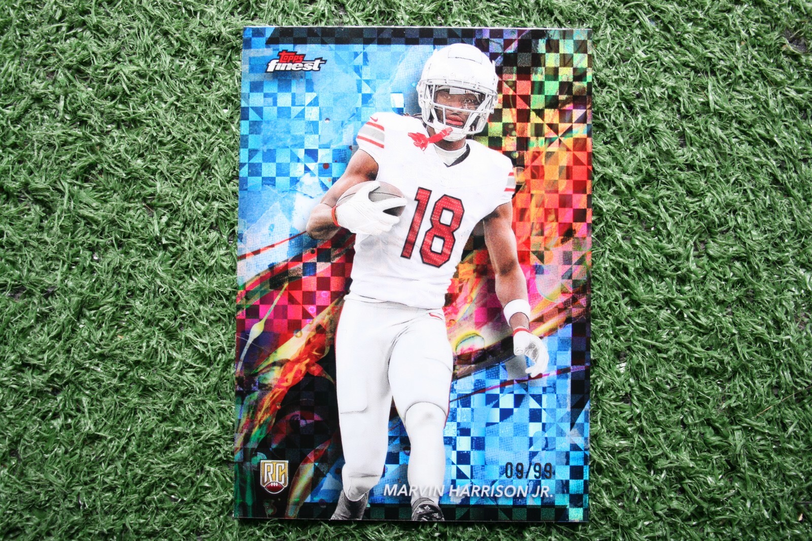 Marvin Harrison Jr. 2024 Topps Finest #89 Blue Checkerboard Refractor /99 RC