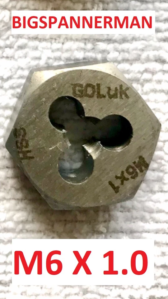 M6 HSS Metric Hex Die Nut 6mm x 1.0mm GOLIATH - UK MADE - TOP QUALITY