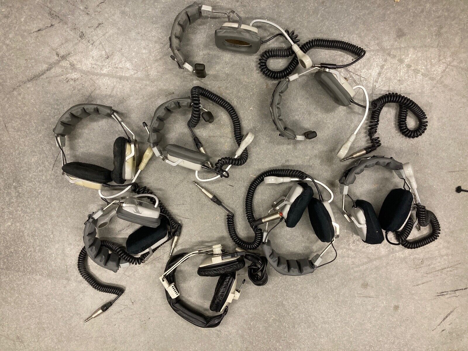  8 Telex  White/Gray Headsets 1/4"  TRS connectors