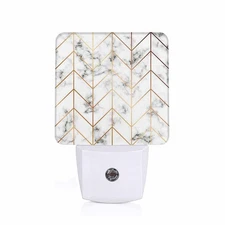 Geometric Marble LED Night Light Plug-in with Dusk to Dawn Light Sensor