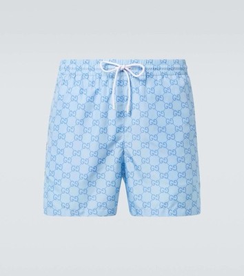 Brand New Gucci Men s GG Monogram Baby Blue Swim Trunks Monogram Sz 48