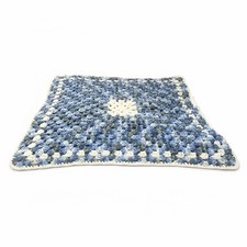 Handmade Blue  White Granny Crochet Baby Blanket