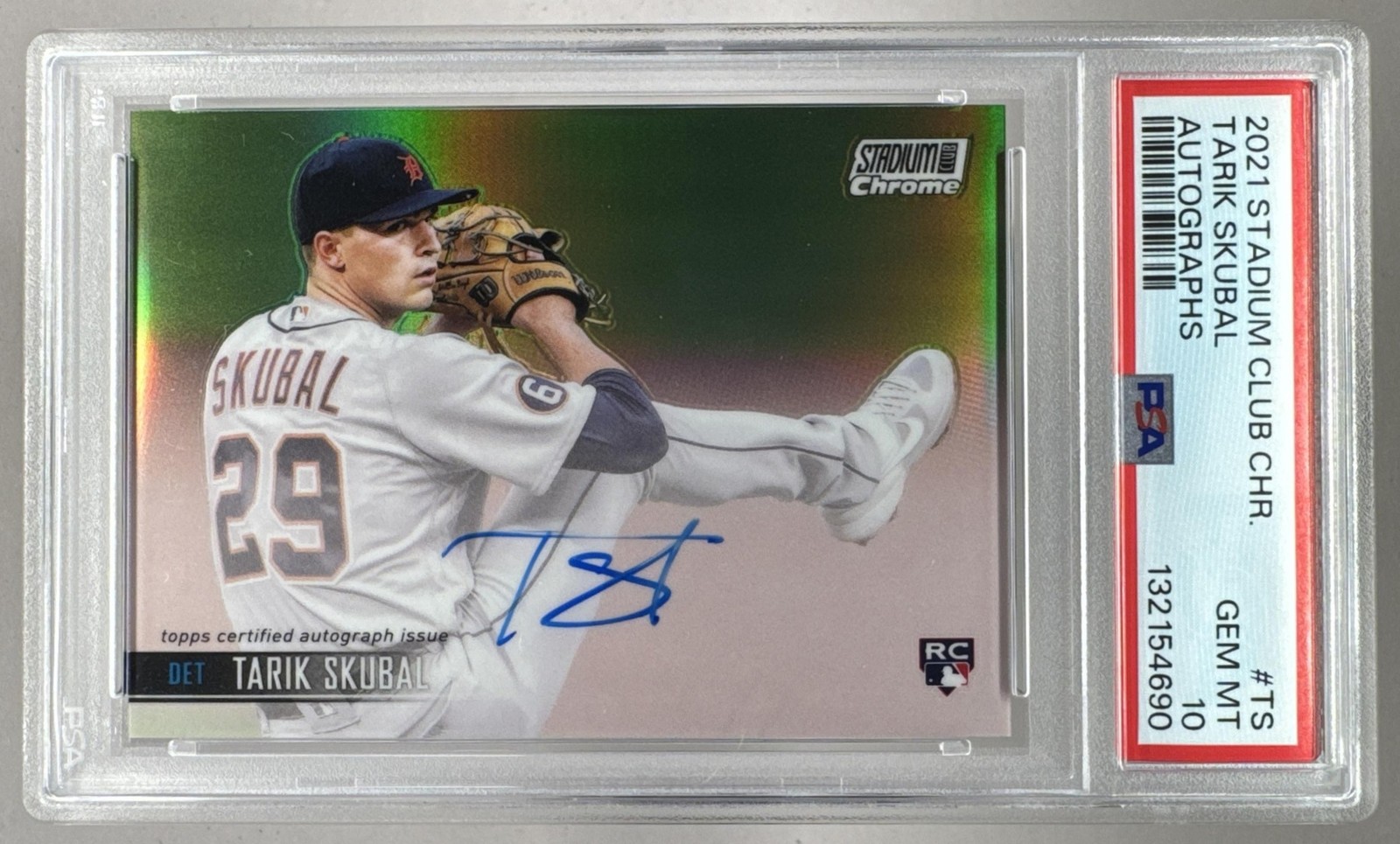 132154690 Tarik Skubal 2021 Topps Stadium Club Chrome #SCCBA-TS RC Auto PSA 10