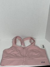 VFUS Zip Front Adjustable High Impact Sports Bra Full Coverage Tan Size XXL