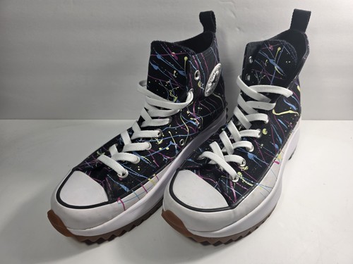Converse Run Star Hike Hi Paint Splatter Black Canvas 571872C Womens - Sz 10.5 - Picture 3 of 8