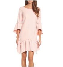 Eliza J Light Pink Blush Ruffle Shift Dress Size 16W NWT Bell Sleeve Size 16W