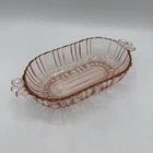 Vintage Anchor Hocking Old Cafe Olive Pink Relish Dish Depression Glass 7"