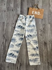 Levi's ribcage high rise jeans straight leg blue white horse print W25 L29 BNWT 