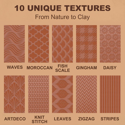 Clay Texture Rollers | 10-Pack Polymer Clay Texture Roller Set for Pottery & ...