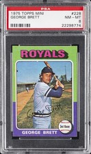 1975 TOPPS MINI #228 GEORGE BRETT ROOKIE RC PSA 8