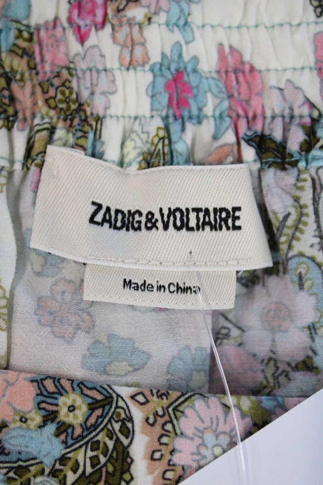 Zadig & Voltaire Womens Elastic Waistband Lace Trim Floral Skirt Multi FR 40 - Image 4 of 4