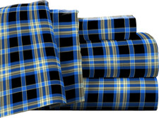 Flannel Deep Pocket Set with Oversized Flat Sheet, California King, Ashby Plaid