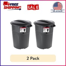 2 pack Hyper Tough 32 Gallon Heavy Duty Injection Molded Trash Can with Click