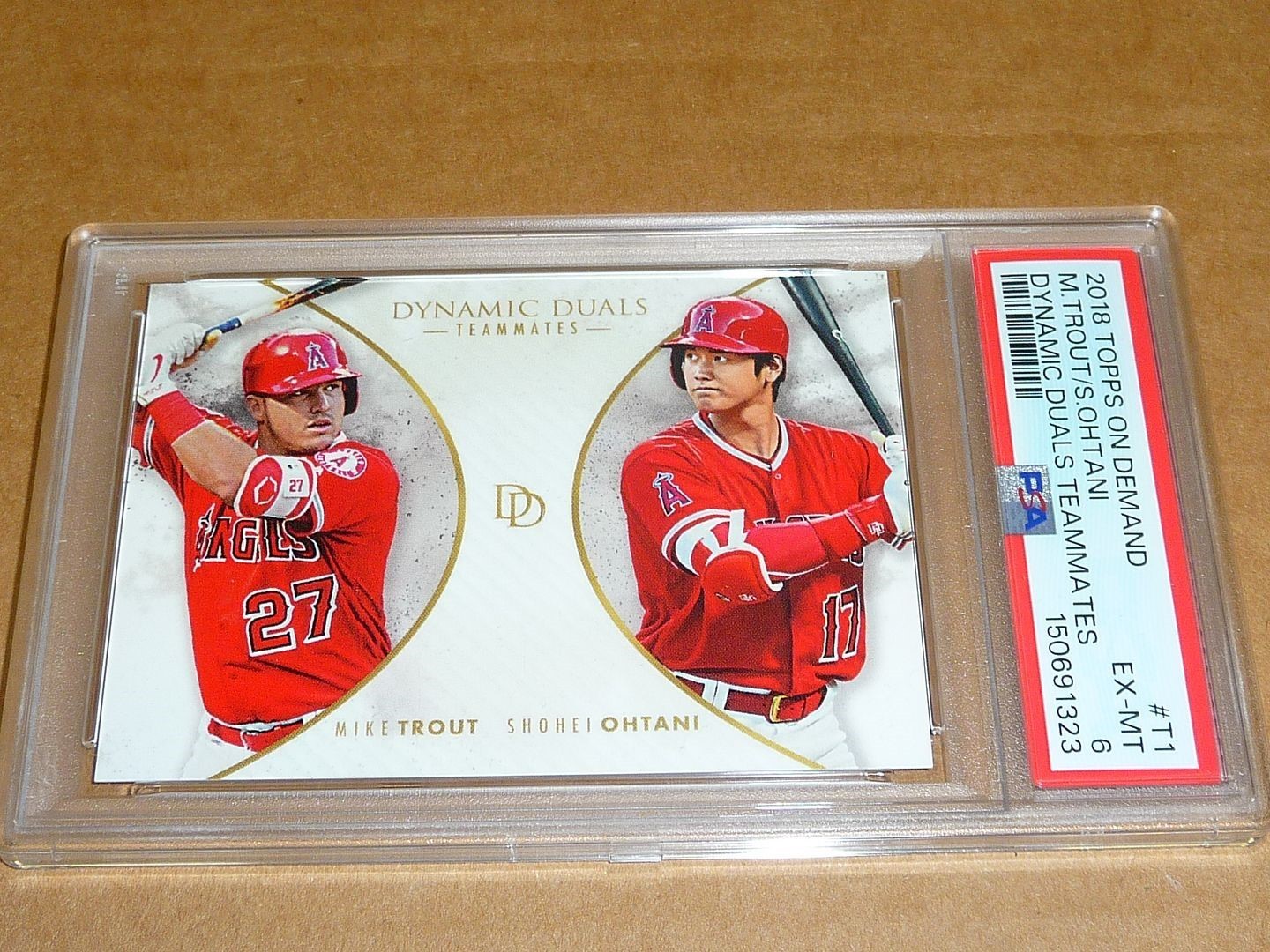 2018 Topps ON DEMAND MIKE TROUT/SHOHEI OHTANI RC DYNAMIC DUALS ANGELS #T1 PSA 6