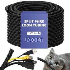 Split Wire Loom Tubing Flame Retardant 1/2 Inch 100Ft, Black