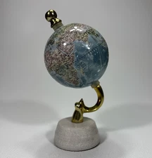 Blue Globe W/ Marble Base Desk Decor  Tabletop Education Home Brass Accent
