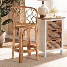 Bowery Hill 26.2" Contemporary Wicker / Rattan Counter Stool in Natural