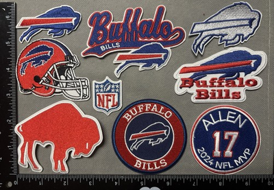 #ad LOT OF 9 BUFFALO BILLS IRON ON EMBROIDERED PATCH $19.99