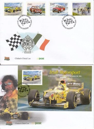 IRELAND EIRE 2001 IRISH MOTORSPORT FIRST DAY COVERS x 3 FDC SG 1406 1409 MS1410