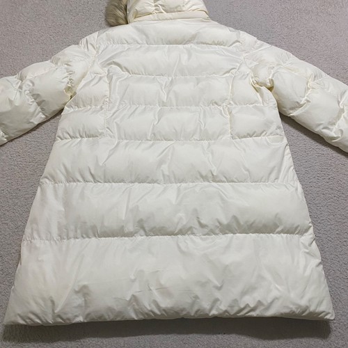 Talbots Coat Jacket Womens Large White Puffer Quilted Faux Fur Hood Full Zip - Picture 2 of 11
