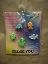 New Set Of 5 Crocs Shoe Charms Cartoon Animal Dinosaurs Teddy Bear Fish Shark