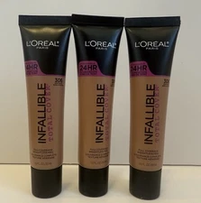 3 X Loreal Paris Infallible Total Cover Liquid Foundation # 306 Buff Beige