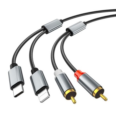 2-in-1 Lightning-RCA-Audiokabel 2m Nylon Schutz Stereo Audioqualität Zuh...