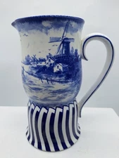 Royal Doulton Burslem Blue Flow Jug Double Gourd 8.5" tall England 1840 -1900
