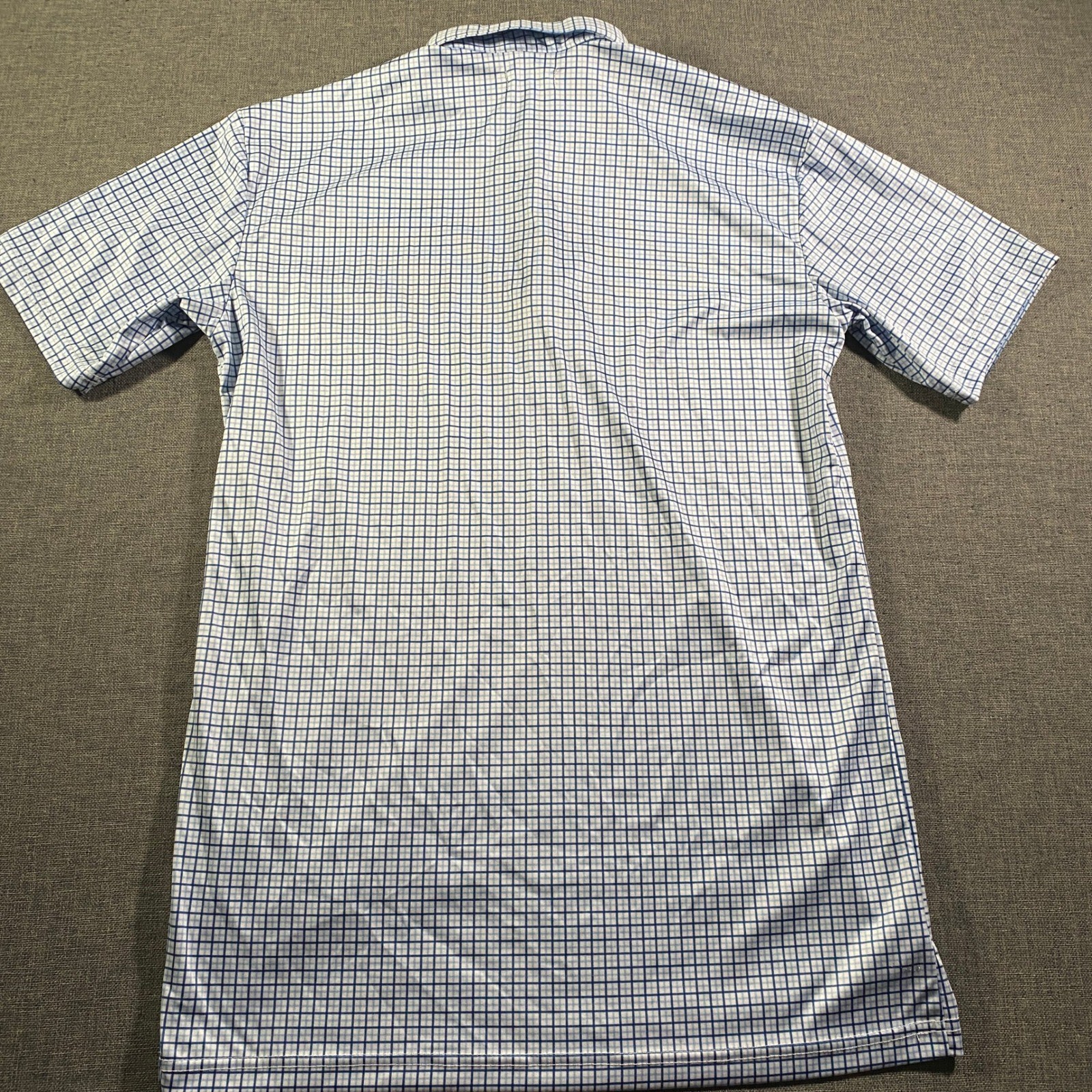 Collars & Co. Mens Large Tall Blue White Gingham Check Dress Collar Polo Shirt