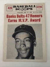 1961 Nu-Cards Baseball Scoops Ernie Banks Belts 47 Homers #420 Chicago Cubs VG