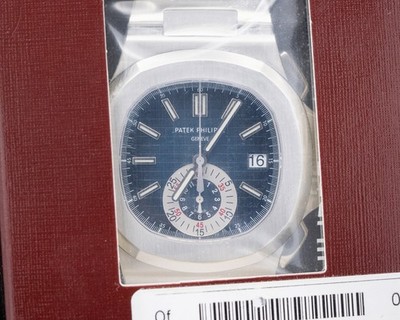 Patek Philippe 5980/1A-001 Nautilus Chronograph SS Blue Dial DOUBLE SEALED