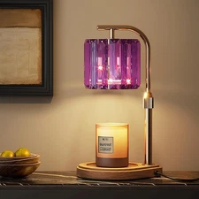 Candle Warmer Lamp with Timer and 2 Bulbs for Home Decor (Black & Purple)
