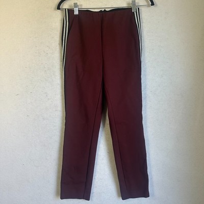 Rag and Bone pants sz 4 Simone burgundy black white racing stripe ponte crop