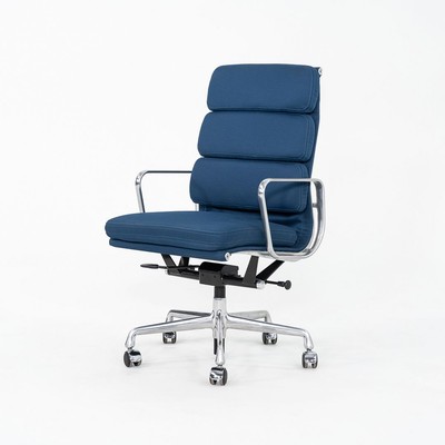 2010s Herman Miller Eames Soft Pad Executive Desk Chair Blue Fabric 2x Available