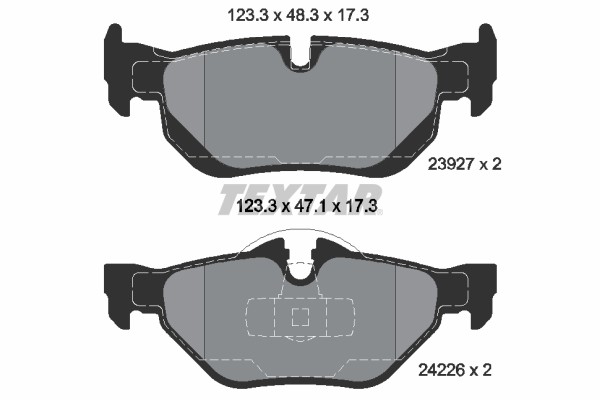 2392701 Textar brake pad set, disc brake for BMW, BMW (BRILLIANCE), ZINORO