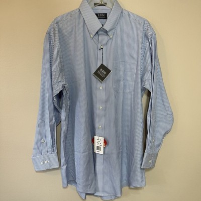 NWT RBM Platinum Pinpoint Shirt 17 32/33 Cotton Wrinkle Stain Resistant Blue