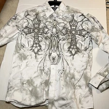 Roar Enough Excuses Mens Embroidered Les Resistance Button Down Shirt Large