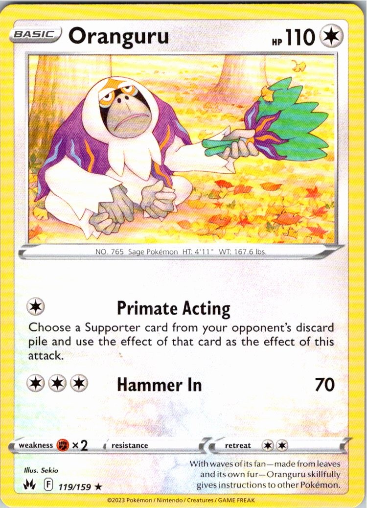 Oranguru 119/159 R Crown Zenith Pokemon NM