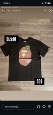 A Bathing Ape Men's Black Graphic Logo Cotton Jersey Crew Neck T-Shirt Size M
