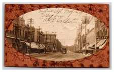 Moline Illinois RPPC ~ Main street on Leather PC ~ Rock Island County