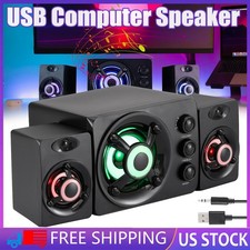 USB-Powered Computer Speaker Laptop Audio System RGB Lighting for Gaming Video