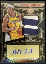 2022-23 Panini Obsidian Andrew Nembhard #218 RC Auto Patch Gold 6/10