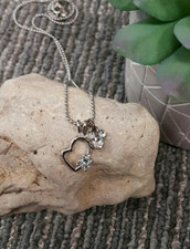 Disney Mickey Mouse Charm Necklace Drop Bead Chain Mickey Ears Heart Crystals