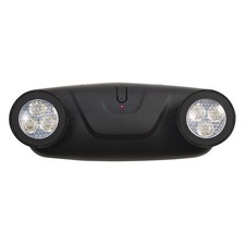 LED Emergency Light w/ Battery Backup Black 2-Head UL Listed 120/277V Hardwired