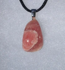 Gem Rhodochrosite Polished Stone Free Form Crystal Pendant Necklace Large
